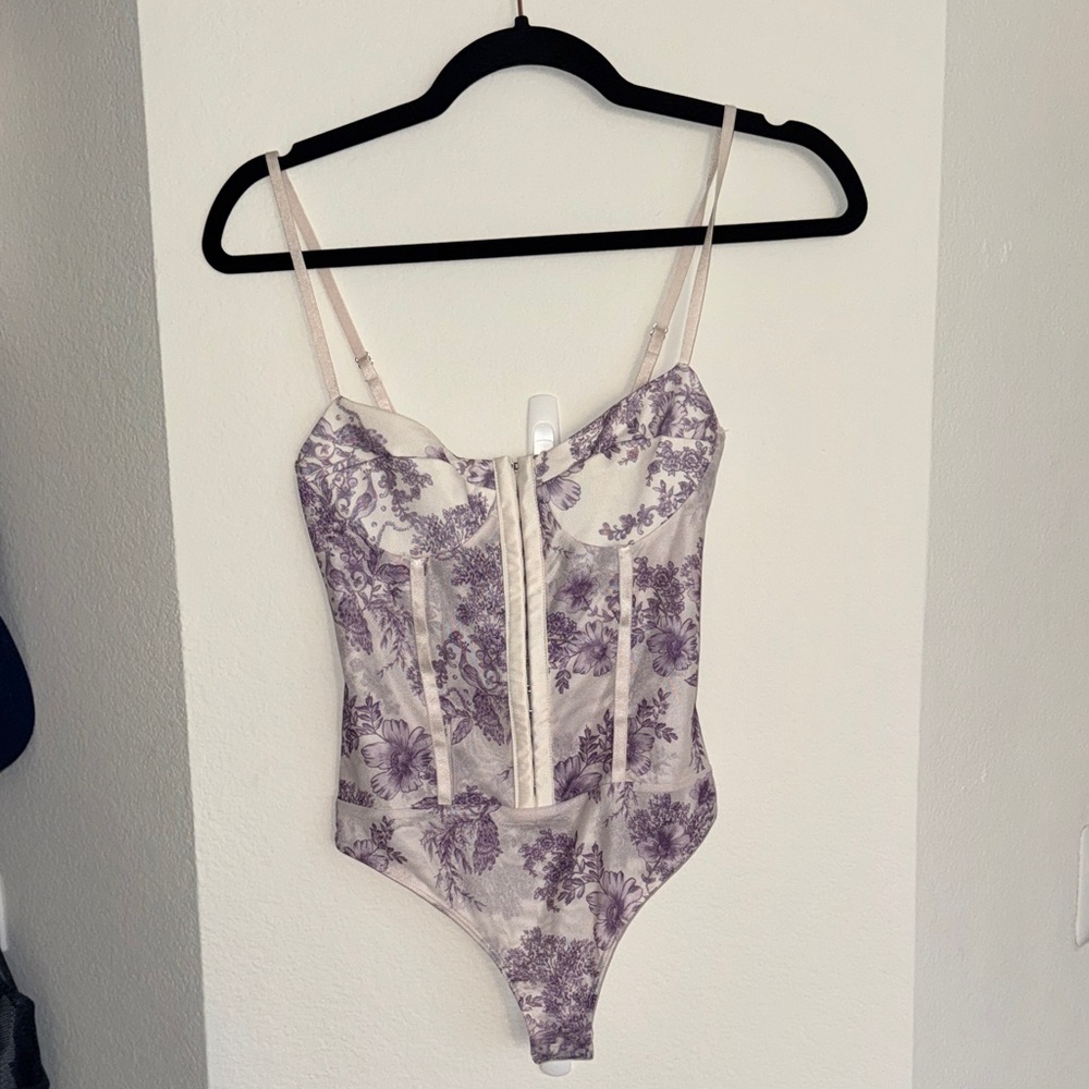 Free People Purple Floral Bodysuit